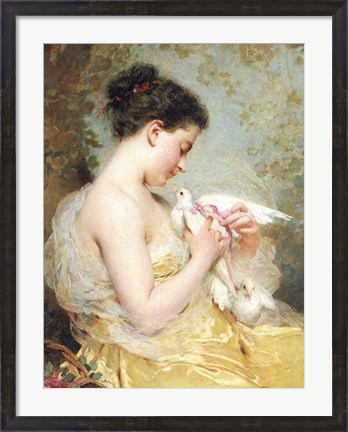 Framed Beauty with Doves Print