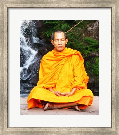 Framed Abbot of Watkungtaphao in Phu Soidao Waterfall Print