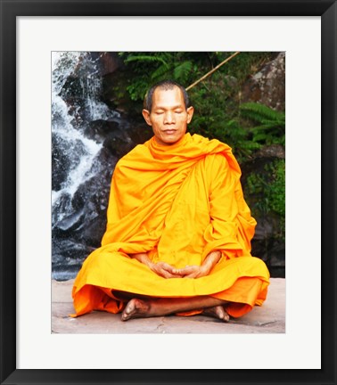 Framed Abbot of Watkungtaphao in Phu Soidao Waterfall Print