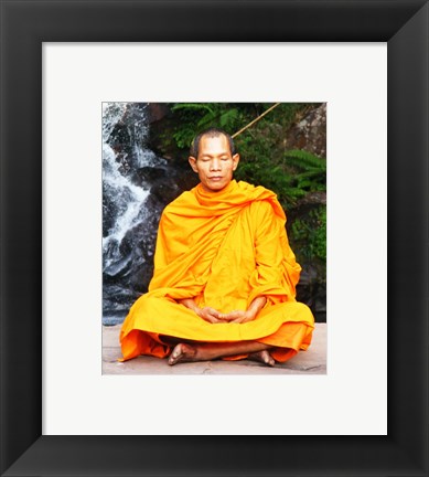 Framed Abbot of Watkungtaphao in Phu Soidao Waterfall Print