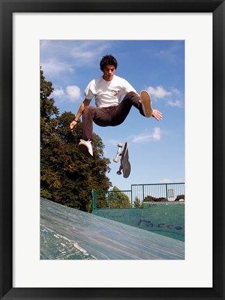 Framed Skateboarding Jump Print