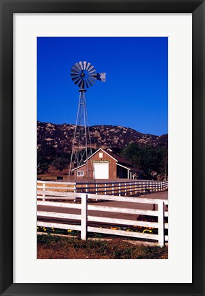 Framed USA, California, windmill on farm Print