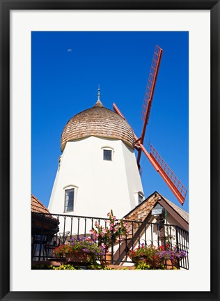 Framed Windmill on Alisal Road, Solvang, Santa Barbara County, Central California up close Print