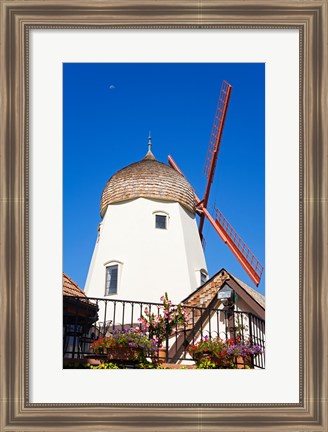 Framed Windmill on Alisal Road, Solvang, Santa Barbara County, Central California up close Print