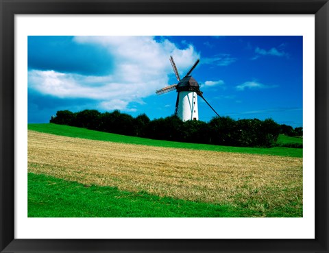 Framed Traditional windmill in a field, Skerries Mills Museum, Skerries Print