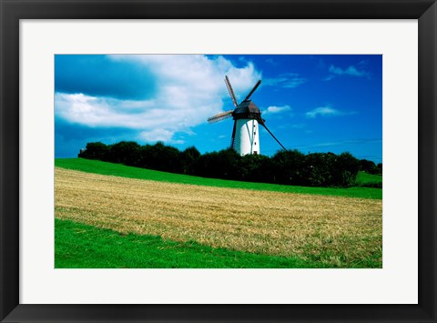 Framed Traditional windmill in a field, Skerries Mills Museum, Skerries Print