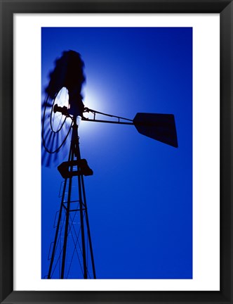 Framed Silhouette of a windmill, American Wind Power Center, Lubbock, Texas, USA Print