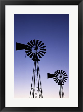 Framed Silhouette of windmills, American Wind Power Center, Lubbock, Texas, USA Print