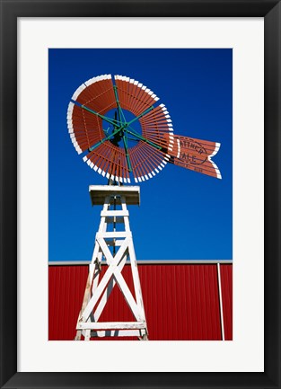 Framed Red Windmill in Texas Print