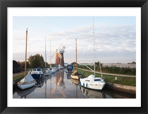 Framed Drainage windmill at the riverside, Horsey Windpump, Horsey, Norfolk, East Anglia, England Print