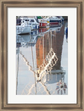 Framed Reflection of drainage windmill in the river, Horsey Windpump, Horsey, Norfolk, East Anglia, England Print