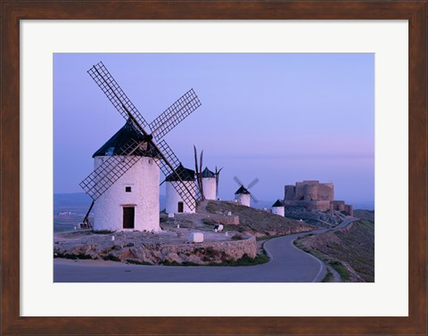 Framed Windmills, La Mancha, Consuegra, Castilla-La Mancha, Spain In Blue Light Print