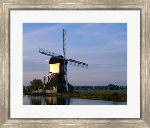 Framed Windmill, Kinderdijk, Netherlands Print