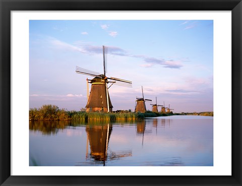 Framed Windmills, Kinderdijk, Netherlands Print