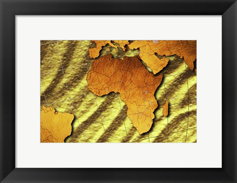 Framed Close-up of a map of Africa Print