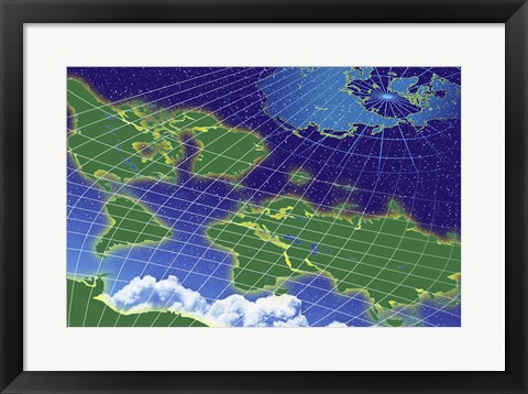 Framed Close-up of a world map Print