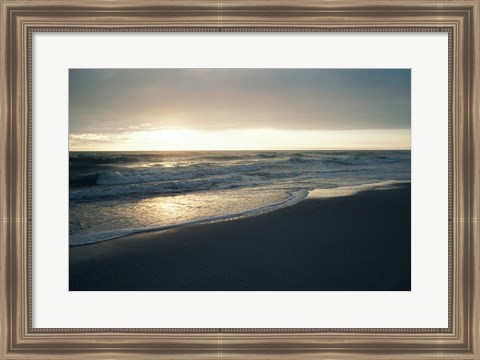 Framed Waves breaking on the beach at sunrise Print