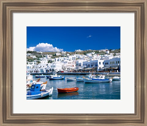 Framed Town View, Mykonos, Cyclades Islands, Greece Print