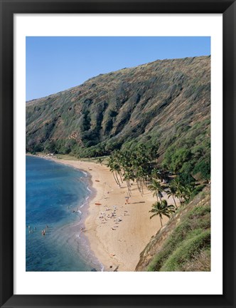 Framed High angle view of a bay, Hanauma Bay, Oahu, Hawaii, USA Print