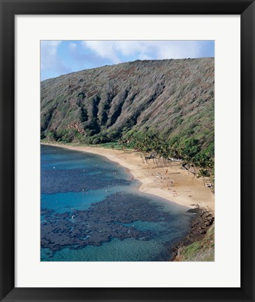 Framed High angle view of a bay, Hanauma Bay, Oahu, Hawaii, USA Vertical Print