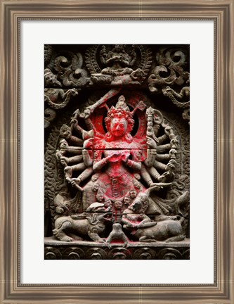 Framed Statue of a goddess, Kathmandu, Nepal Print