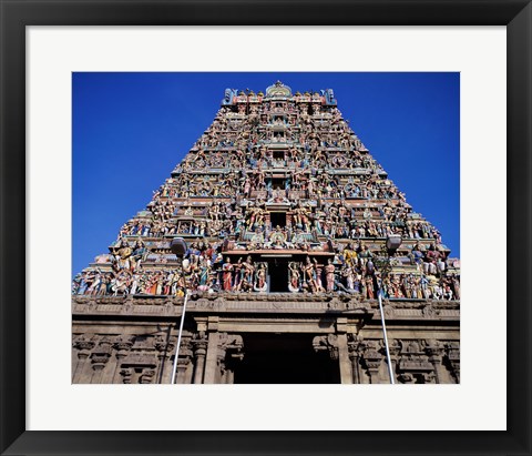 Framed Carving on Sri Meenakshi Hindu Temple, Chennai, Tamil Nadu, India Print