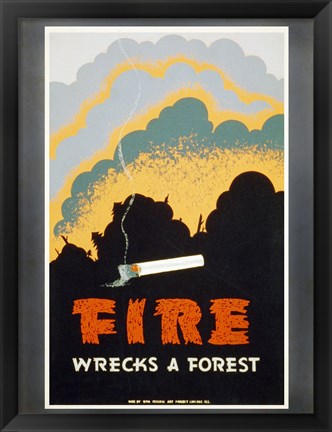 Framed Fire Wrecks a Forest Print