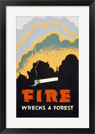 Framed Fire Wrecks a Forest Print