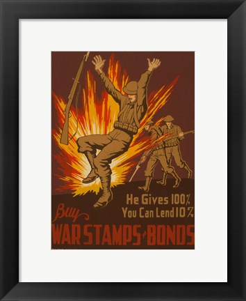 Framed War Stamps &amp; Bonds Print