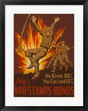 Framed War Stamps &amp; Bonds Print