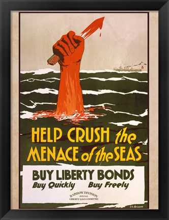 Framed Help Crush the Menace of the Seas Print