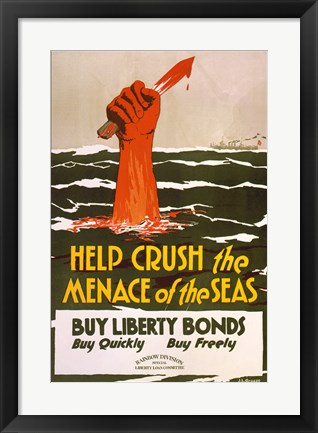 Framed Help Crush the Menace of the Seas Print