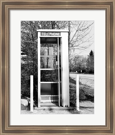 Framed Telephone booth by the road Print