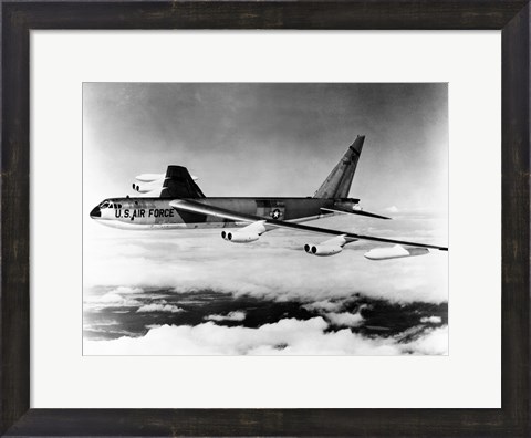 Framed Side profile of a bomber plane in flight, B-52 Stratofortress, US Air Force Print