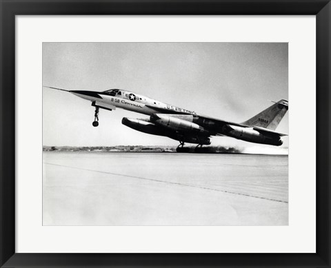 Framed Side profile of a bomber plane taking off, B-58 Hustler Print