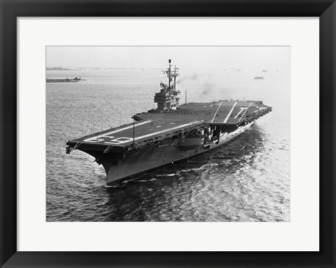 Framed High angle view of an aircraft carrier in the sea, USS Forrestal (CVA-59) Print