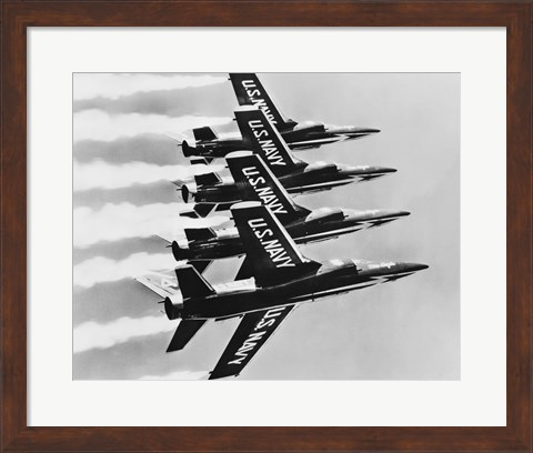 Framed Four fighter planes flying in a formation, Blue Angels, US Navy Precision Flight Team Print