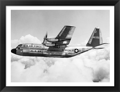 Framed Military airplane in flight Print