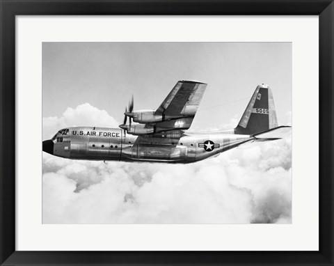 Framed Military airplane in flight Print