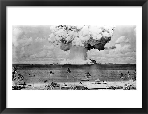 Framed Atomic bomb explosion, Bikini Atoll, Marshall Islands Print