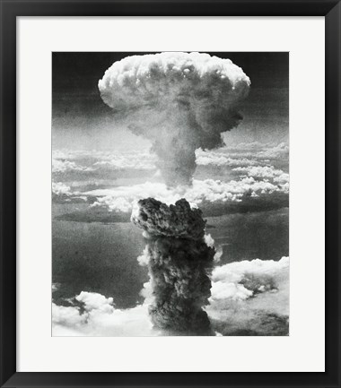 Framed Mushroom cloud formed by atomic bomb explosion, Nagasaki, Japan, August 9, 1945 Print