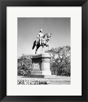 Framed Low angle view of a statue of George Washington, Boston Public Garden, Boston, Massachusetts, USA Print