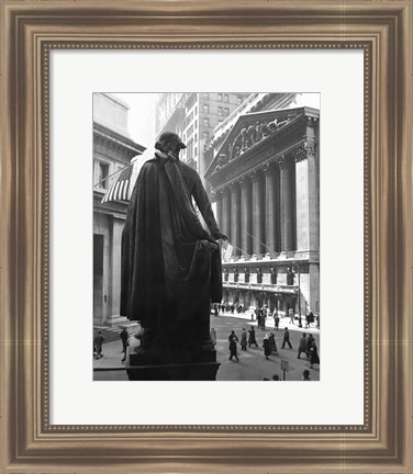 Framed George Washington Statue, New York Stock Exchange, Wall Street, Manhattan, New York City, USA Print