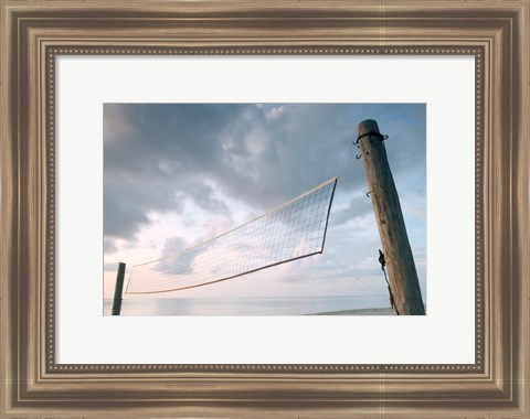 Framed Volleyball net on the beach Print