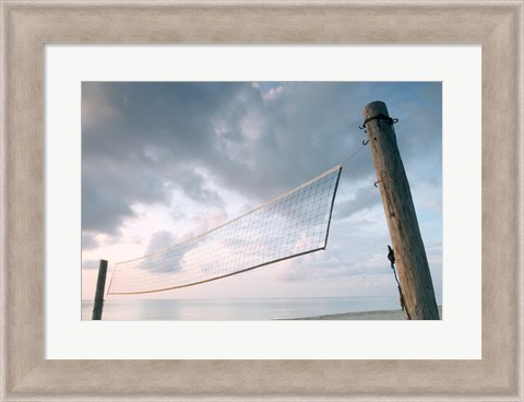 Framed Volleyball net on the beach Print