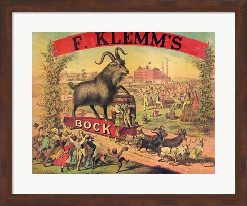 Framed F. Klems Bock Beer Print