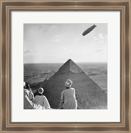 Framed Graf Zeppelin&#39;s Rendezvous with Pyraminds of Gizeh, Egypt Print