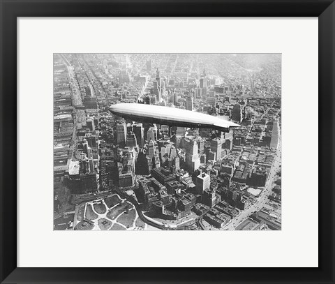 Framed USS Los Angeles Airship Over Manhattan Print