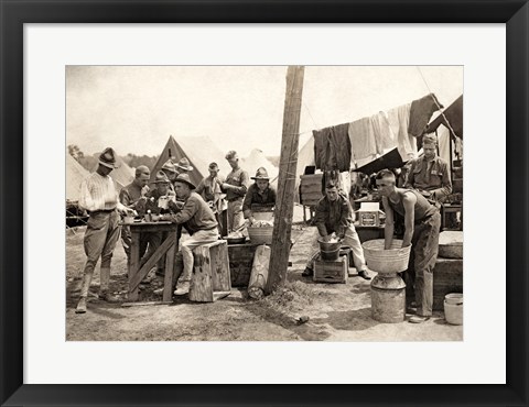 Framed American Soldiers at a Military Camp During World War I, c.1917 Print