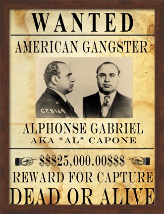 Framed Al Capone Wanted Poster Print